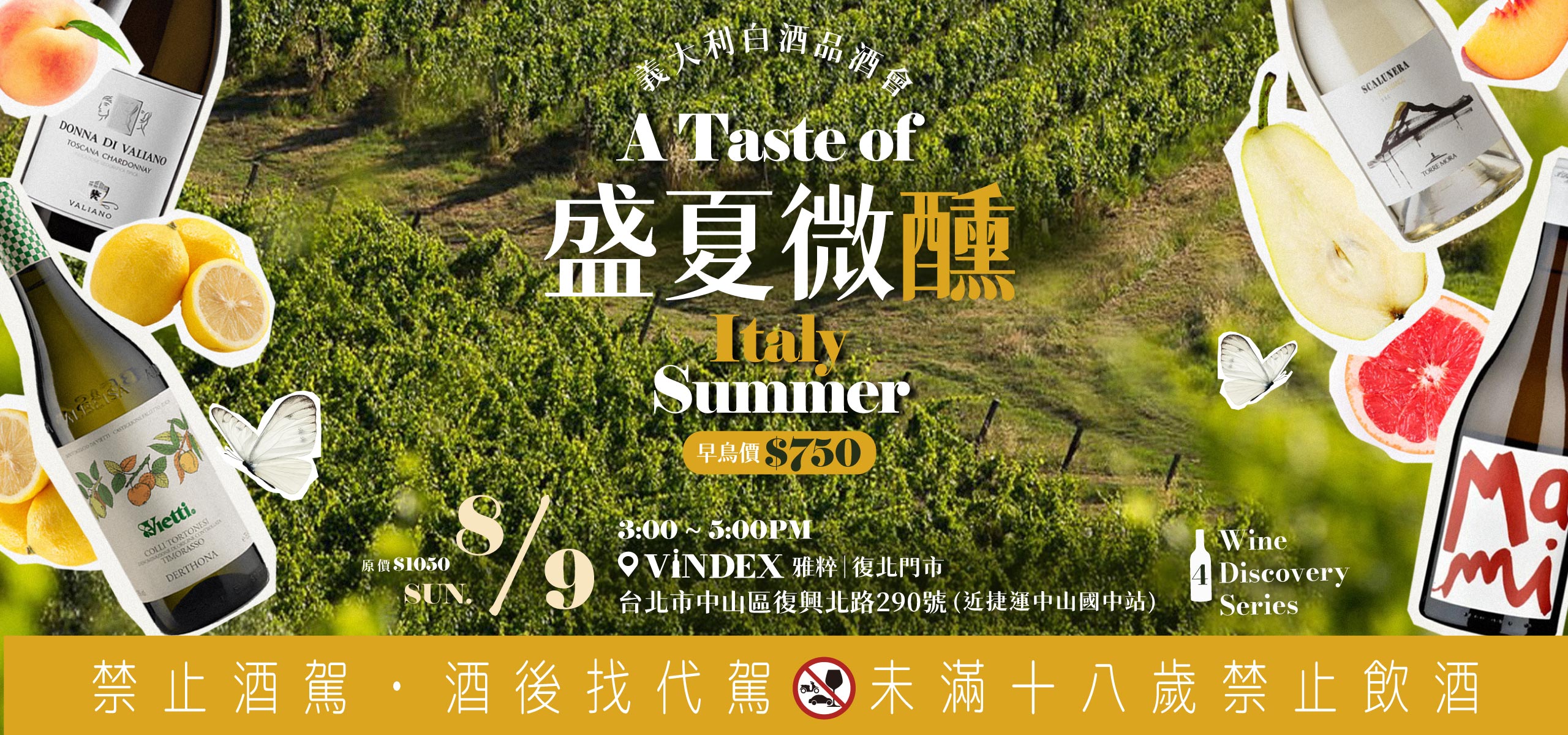 《8/9盛夏微醺品酒會》𝟒塊產區❌𝟒款白葡萄品種 = 義大利夏日地圖